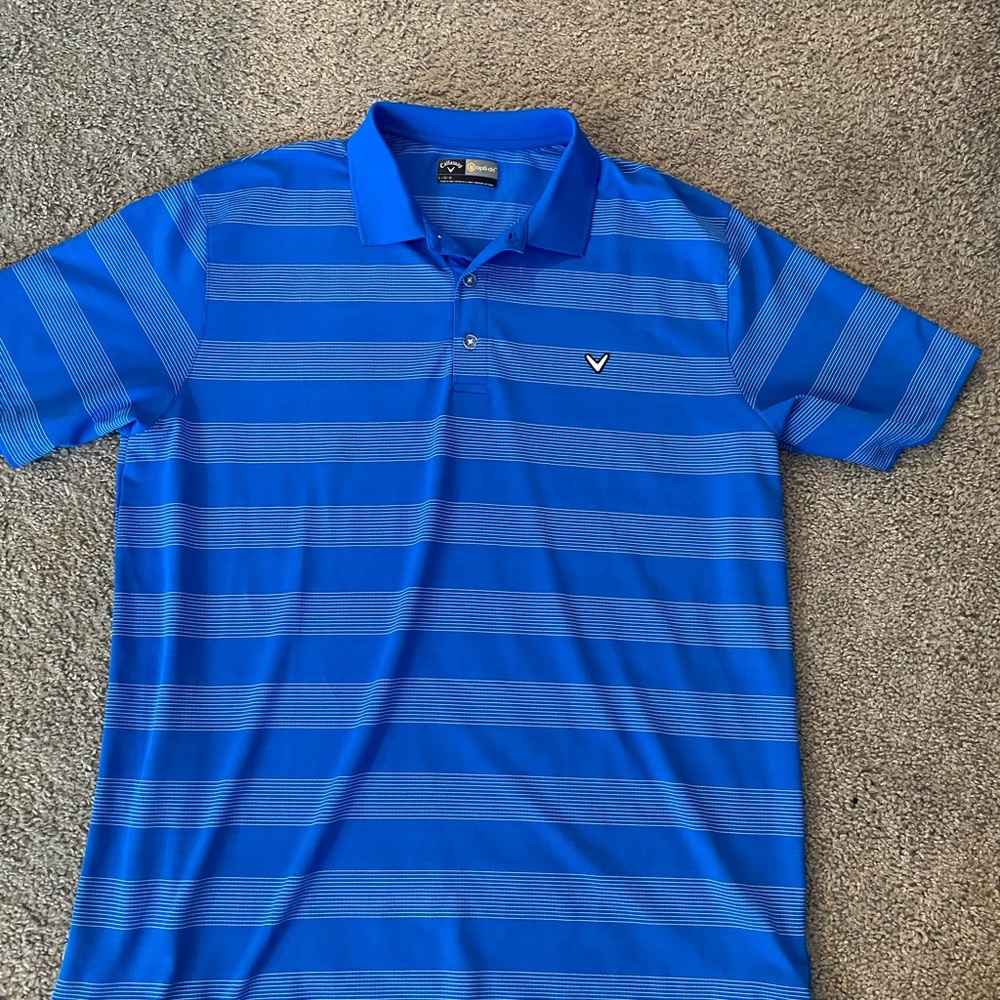 Callaway Blue Striped Polo Shirt Classic Design